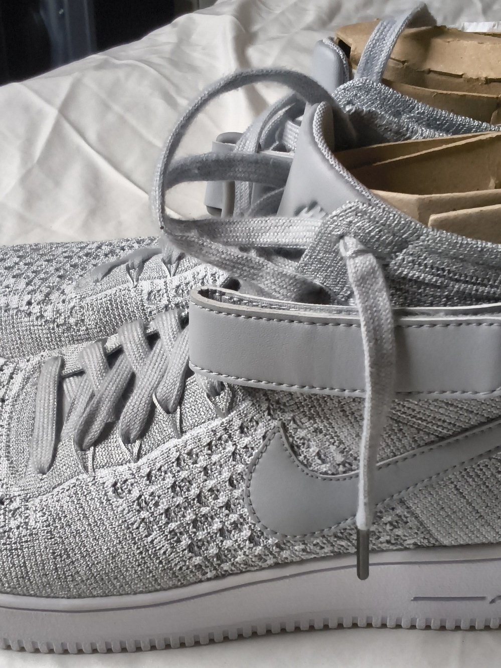 Nike Flyknit High-Top Sneaker in Light Gray